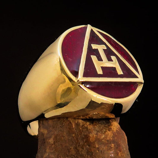 Excellent crafted ancient Men's Red Masonic Pinky Ring - Solid Brass